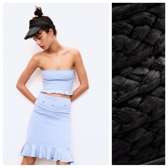 NWT. Zara Black Raffia Vizor. Size S-M. - Picture 4 of 11